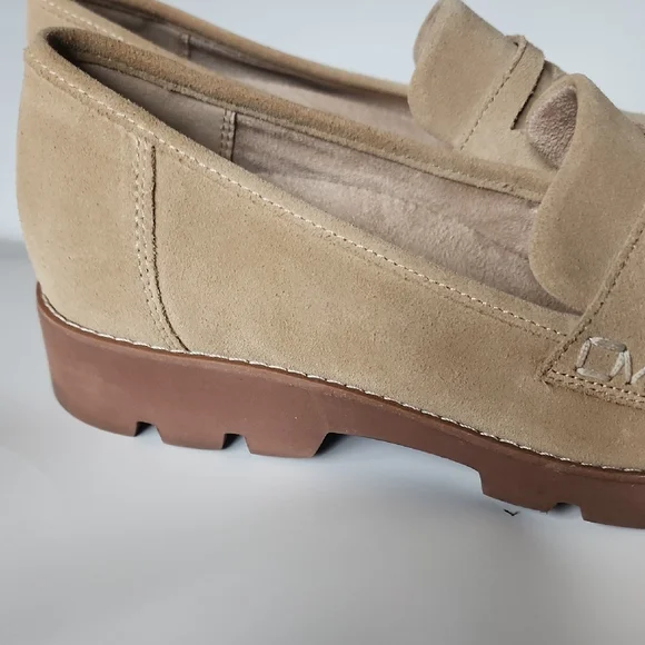 Vionic Tan Suede Penny Loafers Comfort Orthotic Slip On Flats - Picture 7 of 10